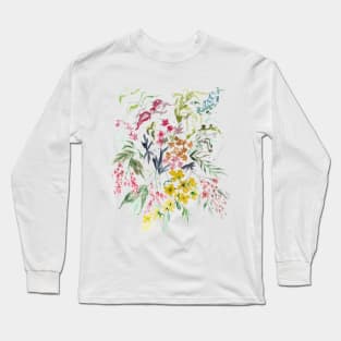 Botanical blooms watercolor Long Sleeve T-Shirt